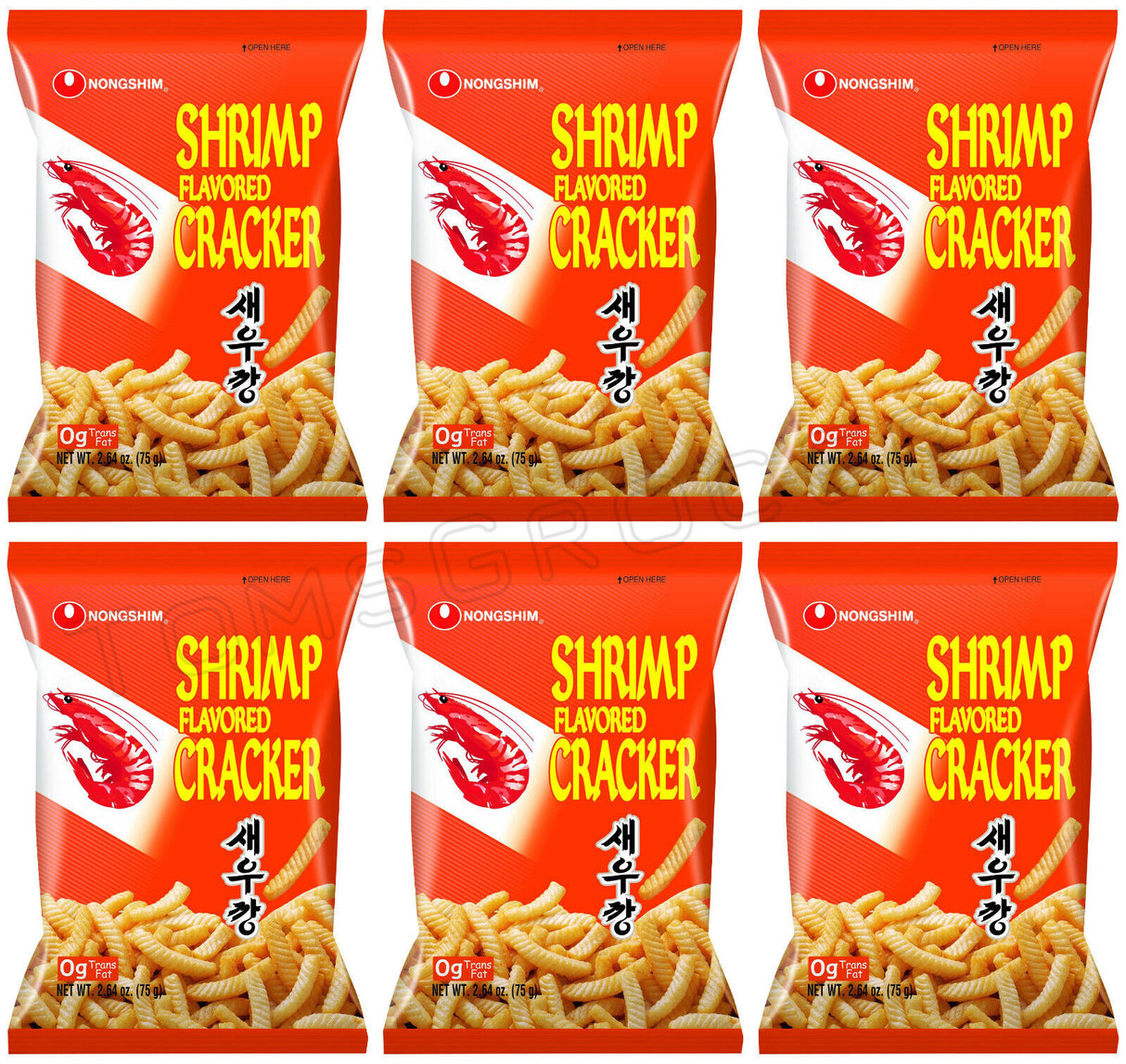 6 BAGS SHRIMP FLAVORED CRACKERS Asian Chips Snacks Treats Nongshim 75g 2.64oz