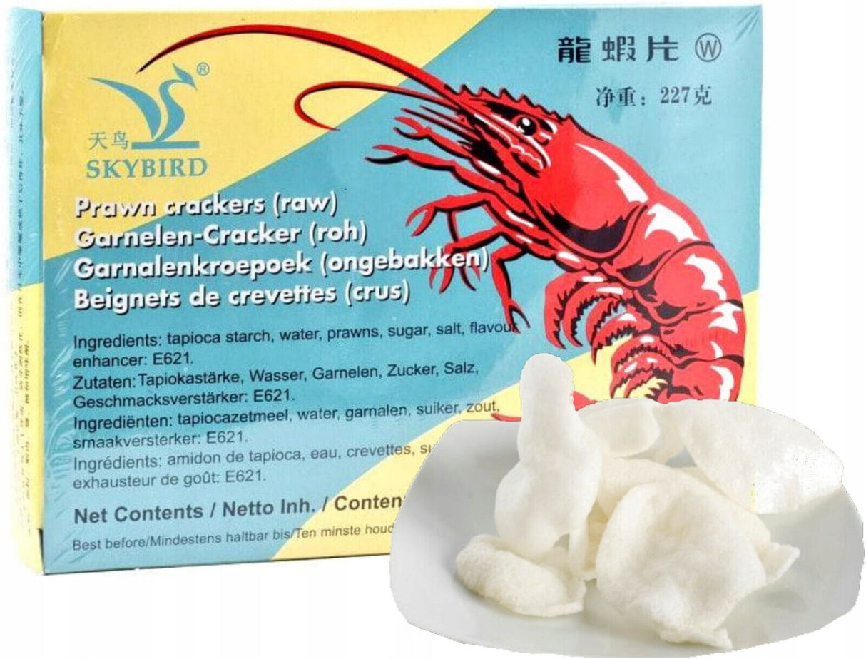 6 SKYBIRD PRAWN CRACKERS Boxes Shrimp Chips Asian Snacks For Frying 227g 8oz