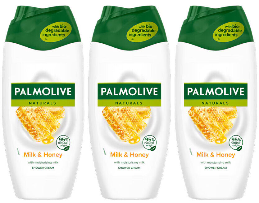 3 PALMOLIVE NATURALS Milk & Honey Shower Creams with Moisturizing Milk 250ml