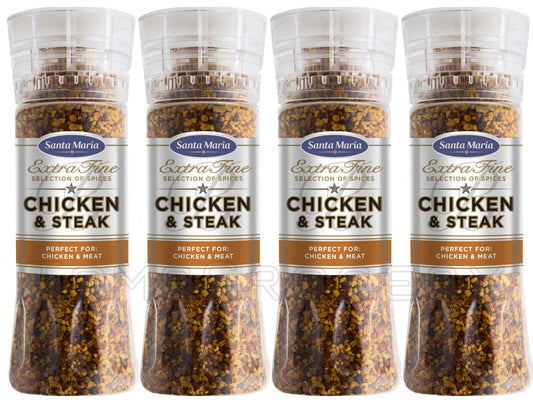 4 SANTA MARIA CHICKEN & STEAK Extra Fine Spice Mix Grinders 250g 8.8oz
