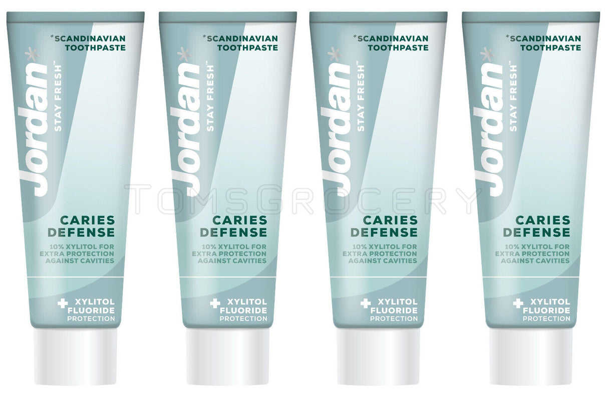 4 JORDAN CARIES DEFENSE Xylitol & Fluoride Extra Protection Toothpaste 75ml