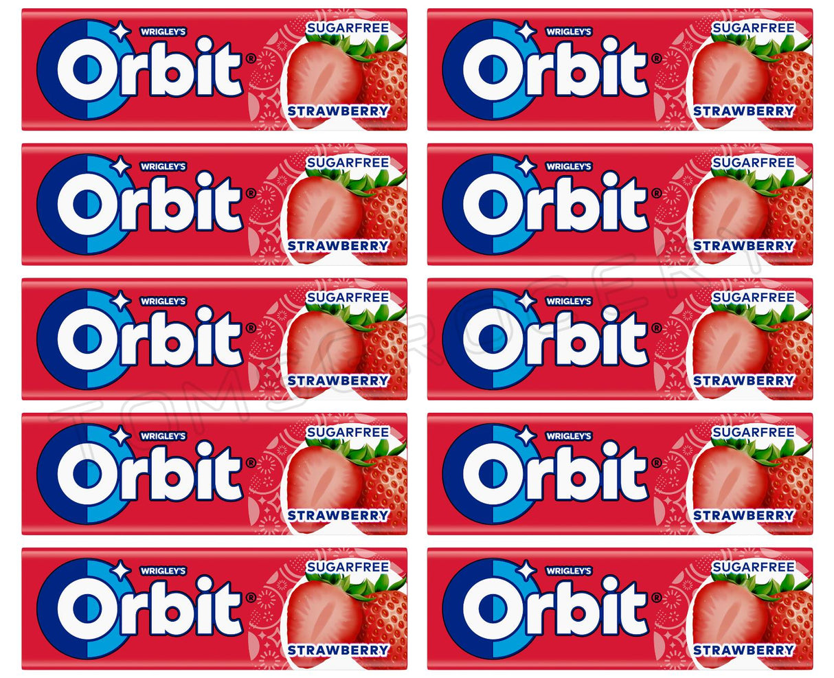 WRIGLEY'S ORBIT STRAWBERRY Flavor Sugarfree Chewing Gum 14g (pack of 30)