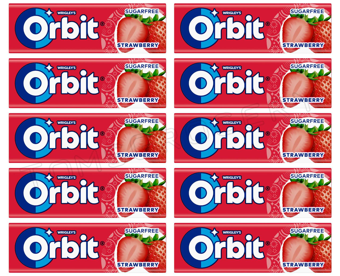 30 WRIGLEY'S ORBIT STRAWBERRY Flavor Sugarfree Chewing Gum Packs 14g 0.49oz