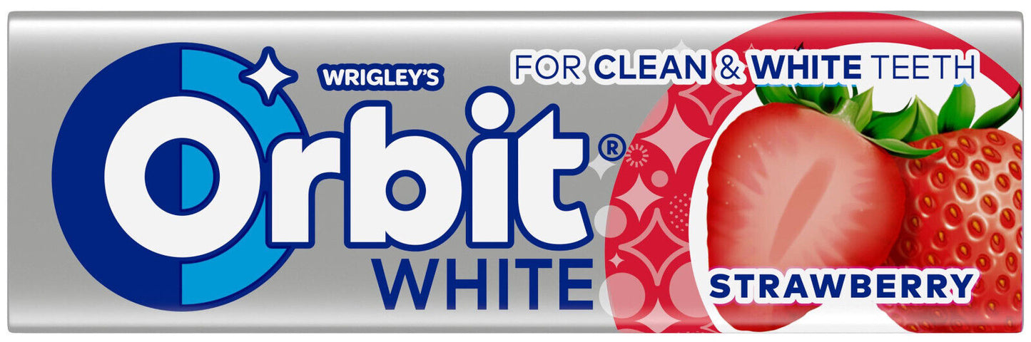 10 WRIGLEY'S ORBIT WHITE STRAWBERRY Flavor Sugarfree Chewing Gums 14g 0.49oz