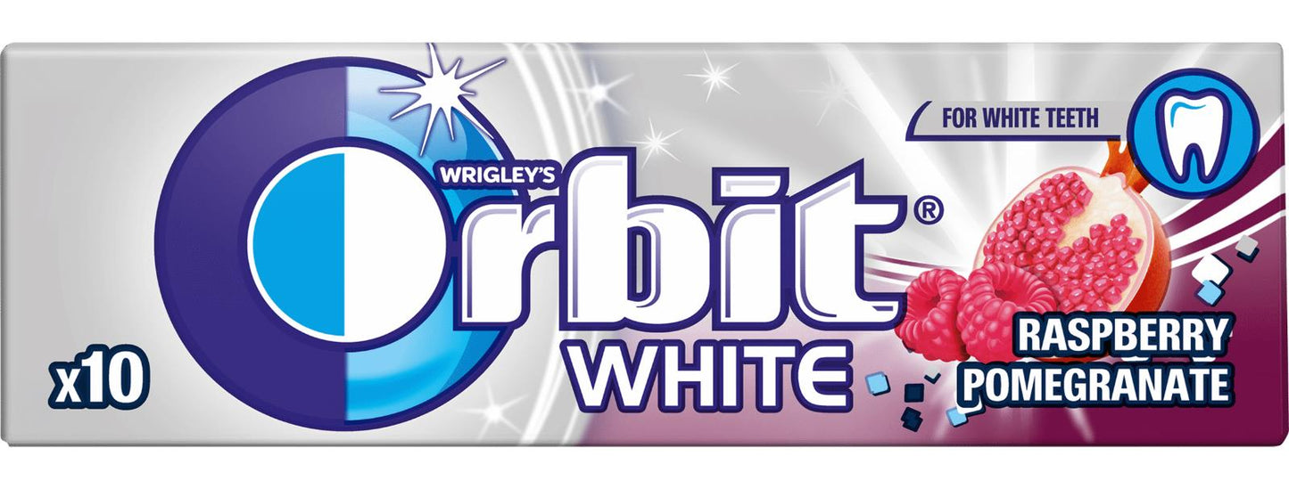 10 ORBIT WHITE Raspberry Pomegranate Flavor Sugarfree Chewing Gums 14g 0.49oz