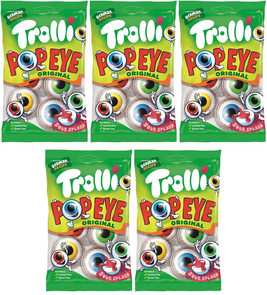 5 TROLLI POP EYE Original Sour Splash Gluten Free Gummy Candy Party Sweets 75g
