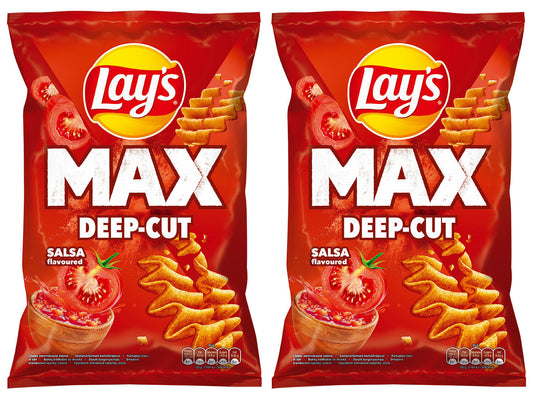 2 LAYS MAX DEEP CUT SALSA Flavor Potato Chips Crisps Snacks 120g 4.2oz