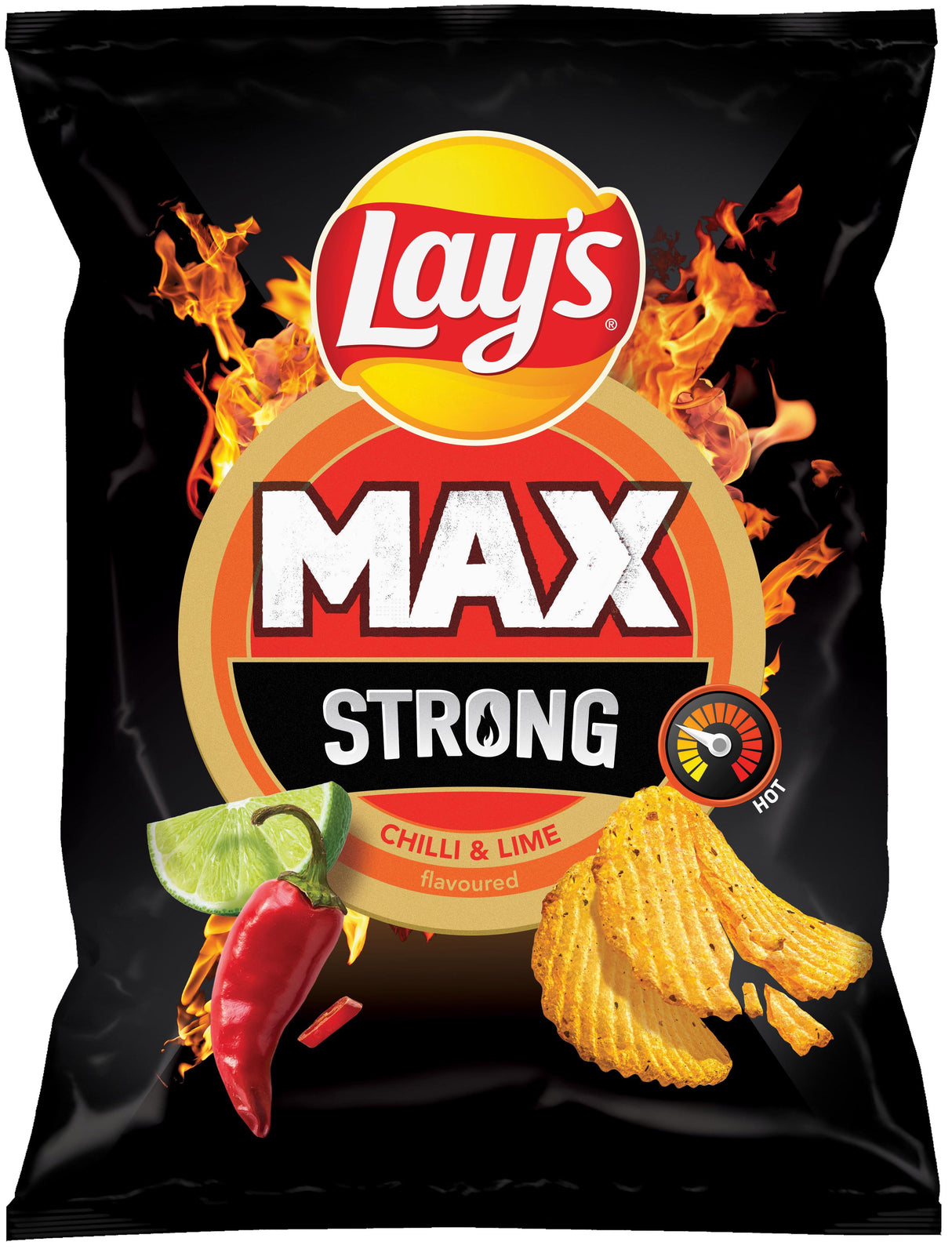 LAYS MAX STRONG SPICY Chilli & Lime Flavor Potato Chips 250g