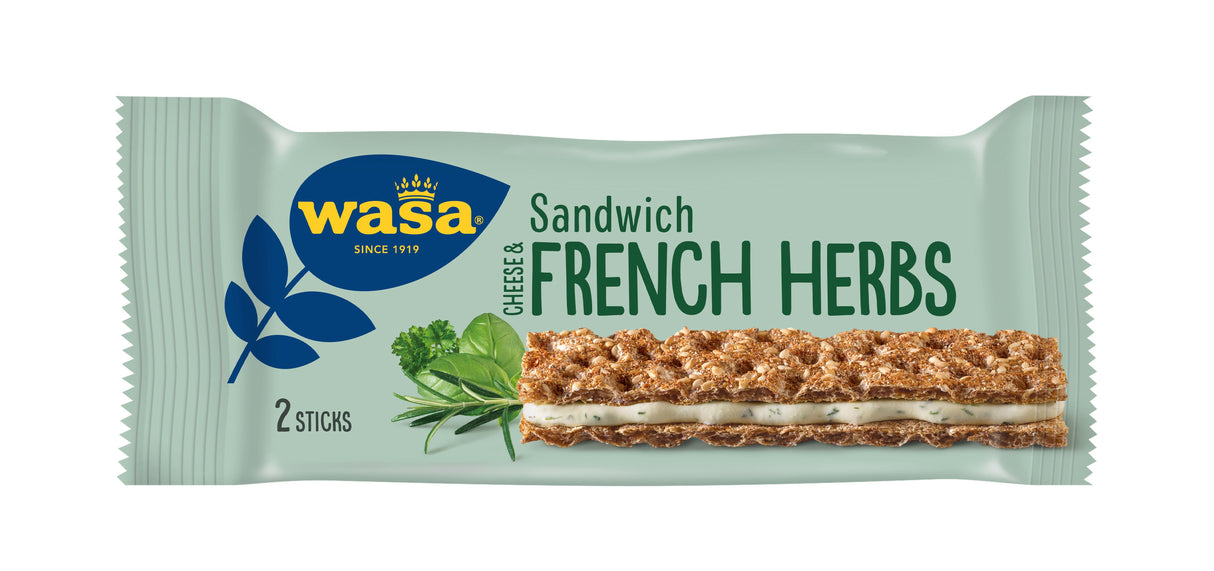 WASA Cheese & French Herbs Sandwich Crispy Baked Bread Snacks 30g