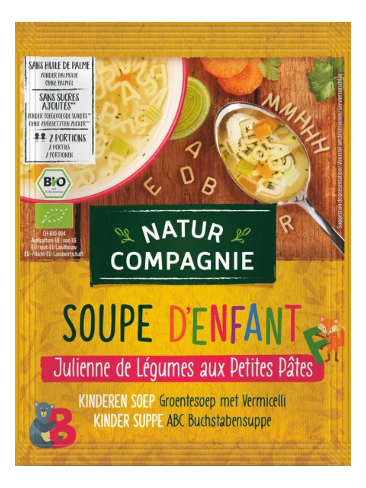 NATUR COMPAGNIE Organic Instant Vegetable Soup with Letter Shaped Noodles 50g
