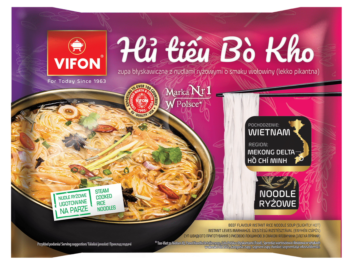 VIFON Beef Flavor Instant Steam Cooked Rice Noodles 65g