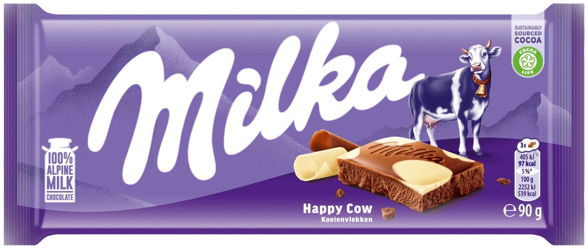 MILKA HAPPY COW Alpine Milk & White Chocolate Bar 100g 3.5oz
