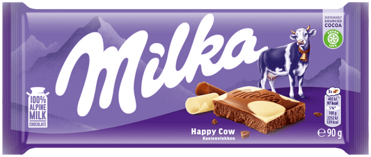 MILKA HAPPY COW Alpine Milk & White Chocolate Bar 100g 3.5oz