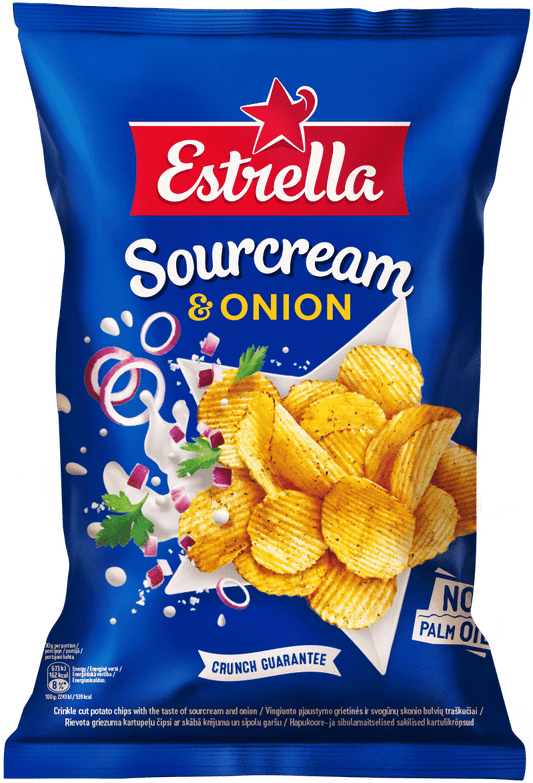 ESTRELLA Sour Cream & Onion Flavor Potato Chips European Snacks 130g 4.5oz