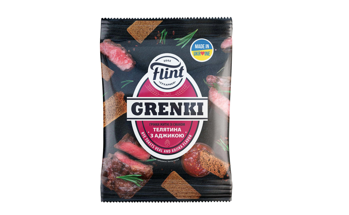 FLINT GRENKI Bread Snacks Veal & Adjika Flavor 80g