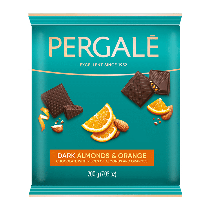 PERGALE Dark Chocolate Bar with Almonds & Orange 200g