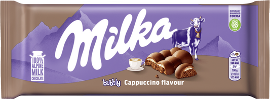 MILKA BUBBLY CAPPUCCINO Alpine Milk Chocolate Bar 97g 3.42oz
