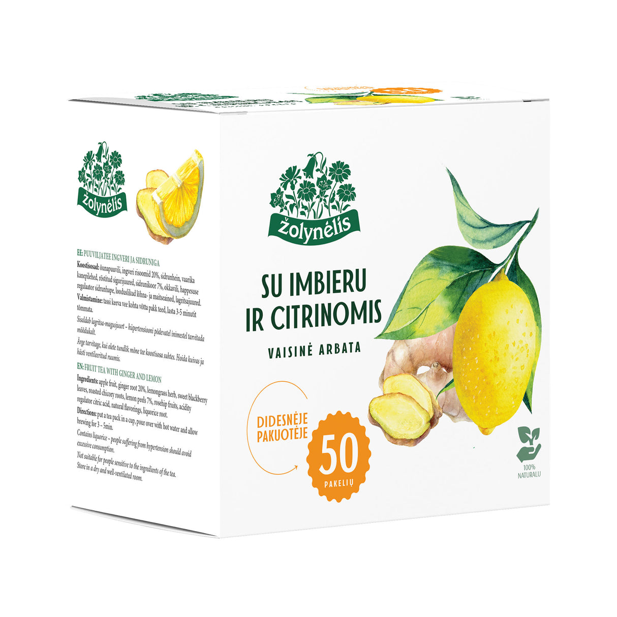 ŽOLYNĖLIS Natural Fruit Tea with Ginger & Lemon 100g