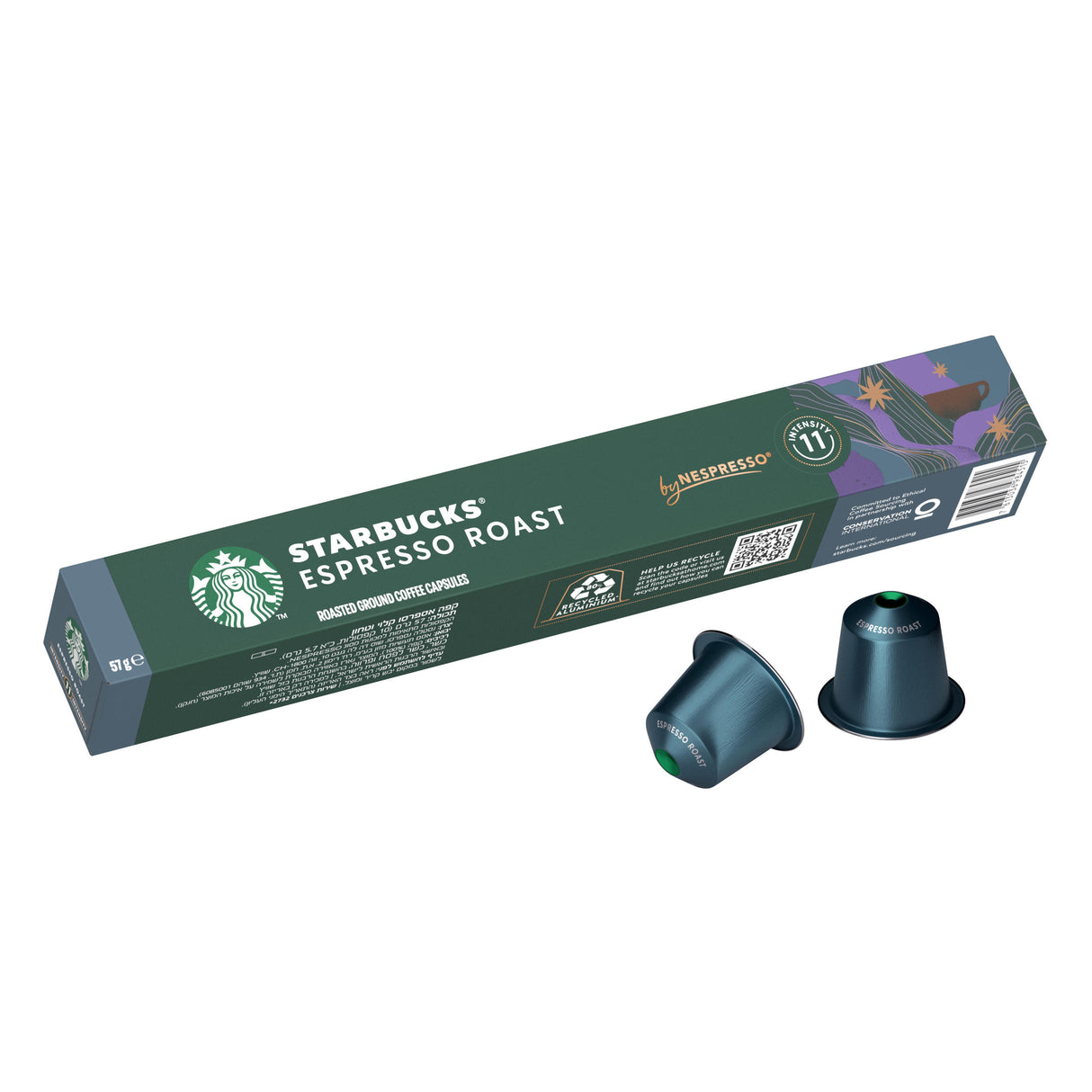 STARBUCKS ESPRESSO ROAST Roasted Ground Coffee Capsules by NESPRESSO 57g