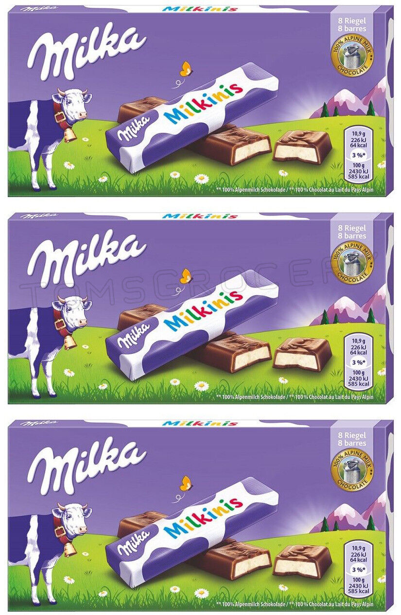 3 MILKA MILKINIS Cream Filled Alpine Milk Chocolate Sticks Candies Treats 88g