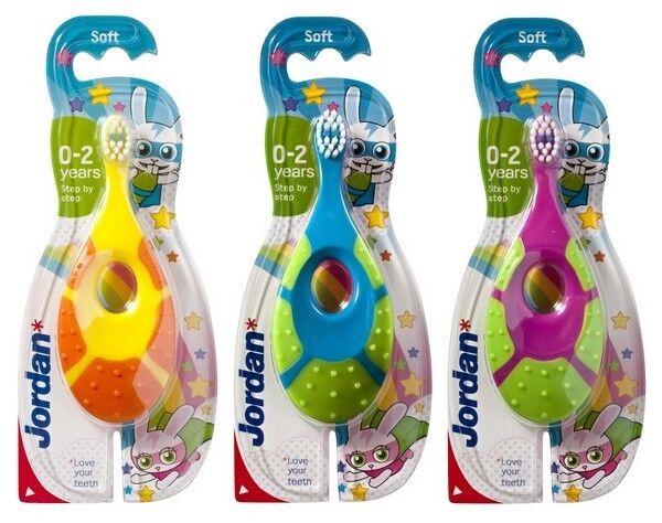 Jordan Kids 0-2 Years Soft Cleaning Toothbrush with Teething Ring