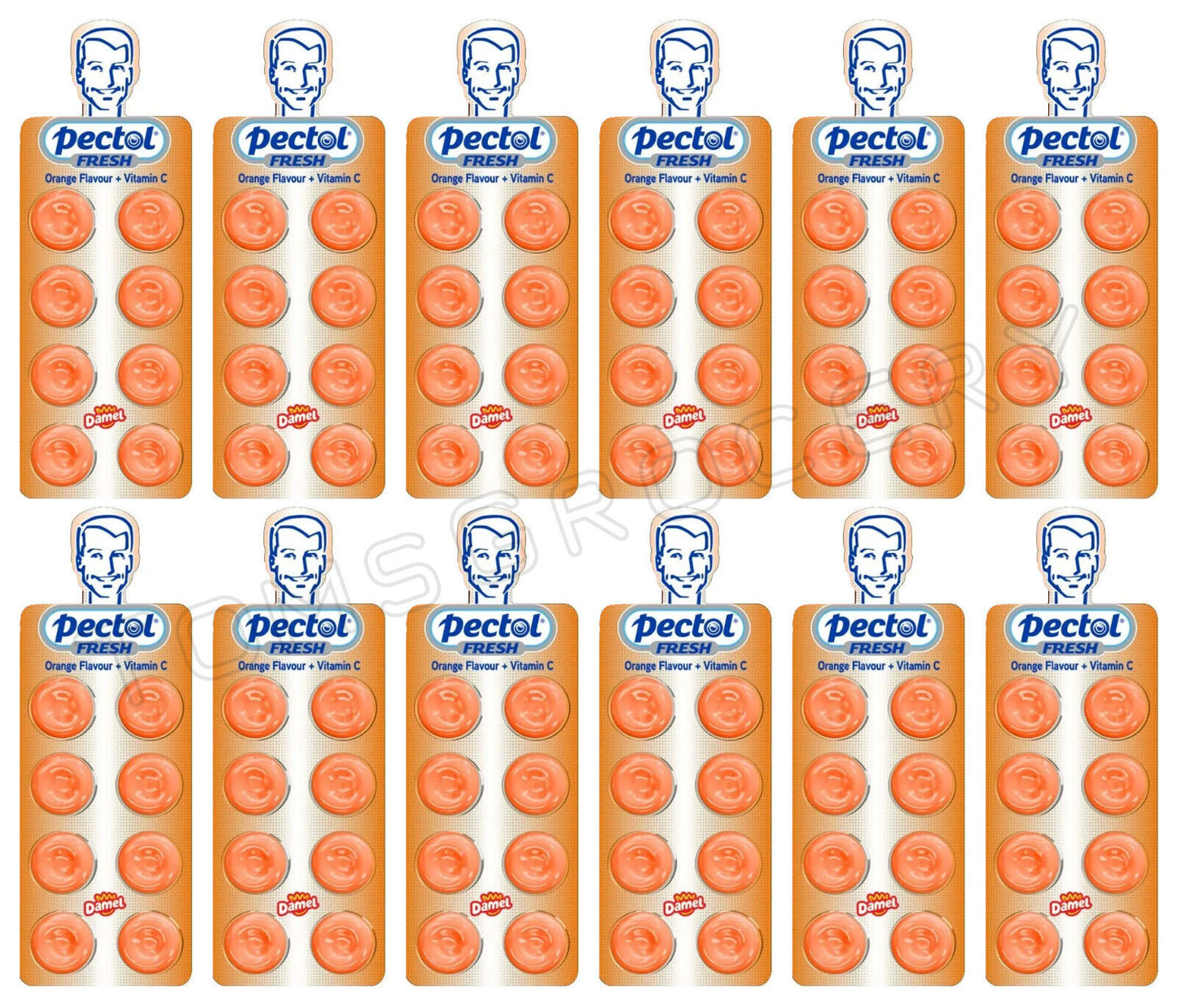 12 PECTOL Fresh Breath Orange Flavor Pastilles with Vitamin C Refreshing Candy
