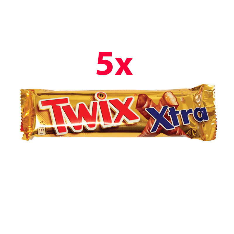 5 TWIX XTRA Chocolate Bars Biscuit & Caramel Flavor Sticks 75g 2.65oz