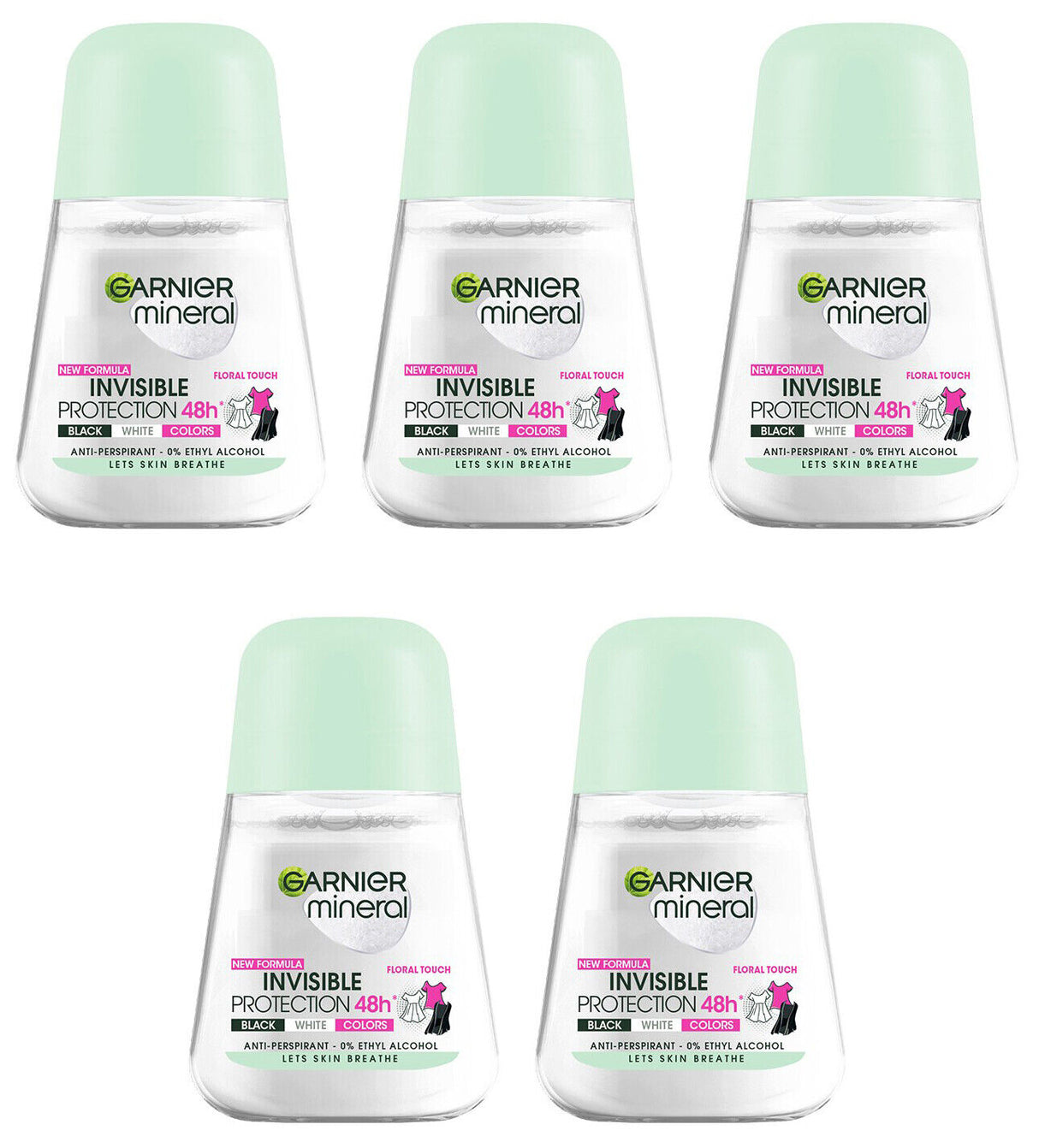 5 GARNIER Invisible 48h Protection Anti Marks Roll On Deodorant Alcohol Free