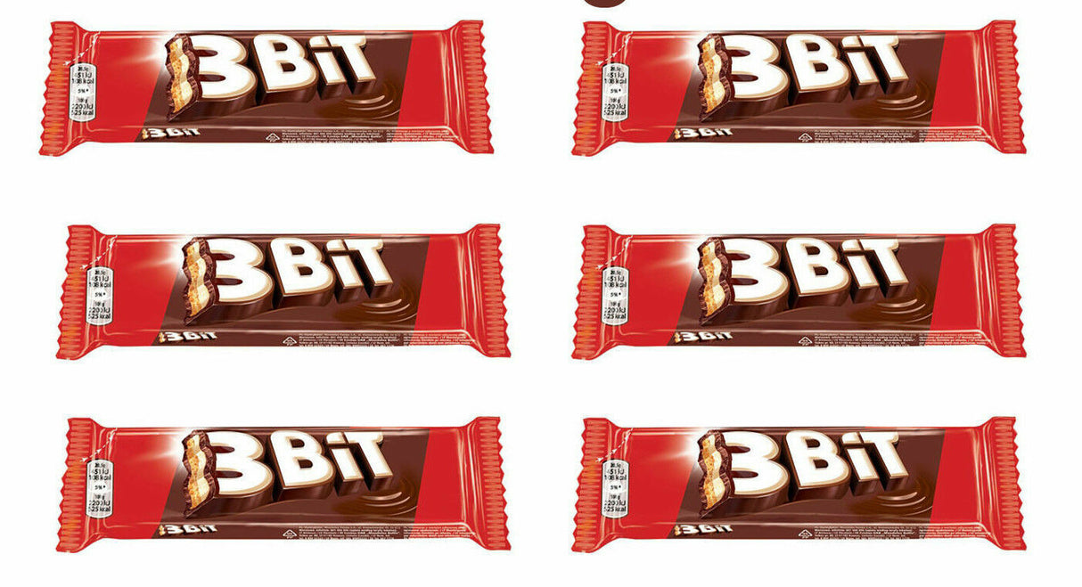 6 3BIT Milk Chocolate Bars with Biscuit European Candy Sweets Snacks 46g 1.6oz
