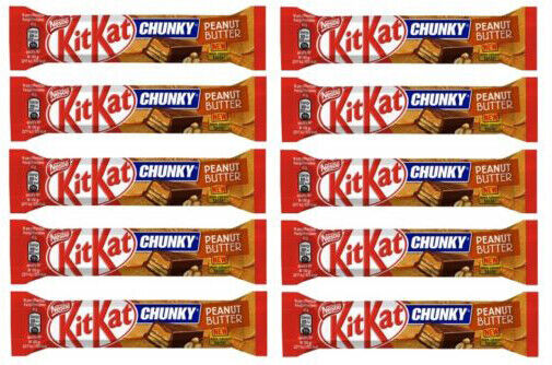 10 x KITKAT CHUNKY PEANUT BUTTER Chocolate Bars European Sweets Snacks 42g