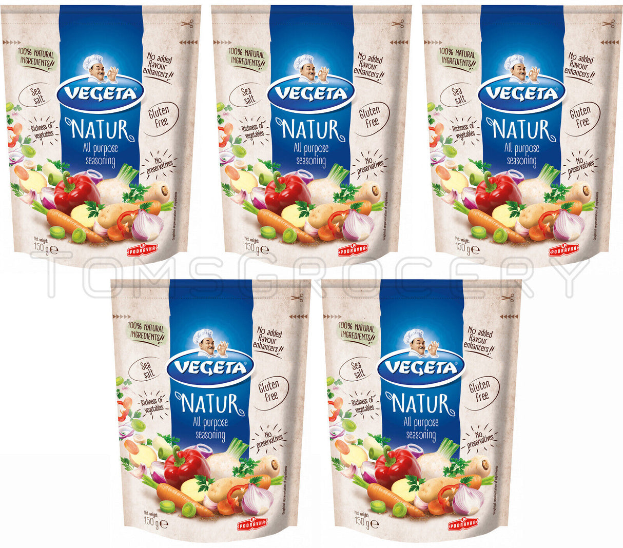 5 VEGETA NATUR All Purpose Seasoning Spices Gluten Free 100% Natural Ingredients 150g