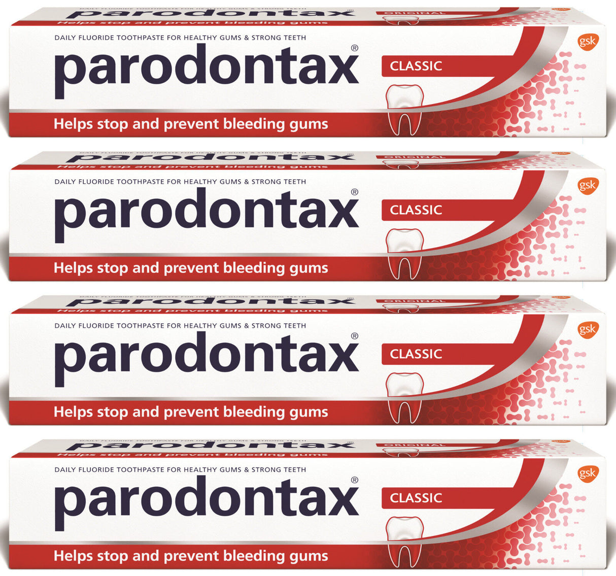 4 PARODONTAX CLASSIC Daily Toothpaste Tubes for Bleeding Gums 75ml
