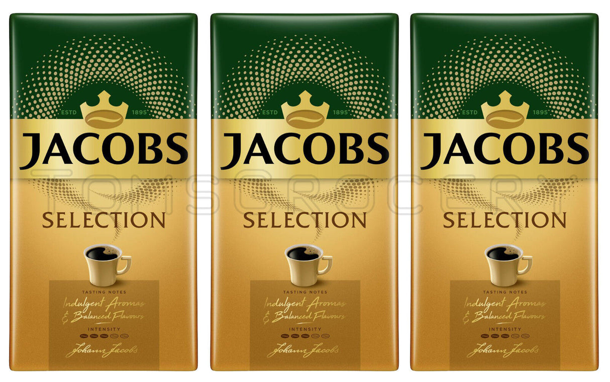 3 JACOBS SELECTION Premium Ground Coffee Packs Made in Germany 500g 18oz