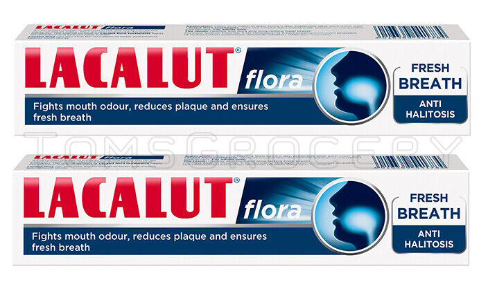 2 LACALUT FLORA Daily Toothpaste for Fresh Breath Anti-Halitosis Plaque 75ml