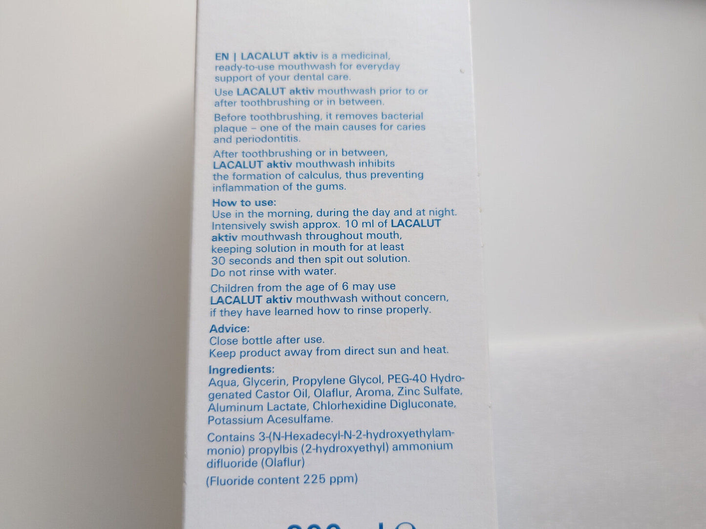 LACALUT AKTIV MOUTHWASH Daily Prevention from Gum Infection Plaque Caries