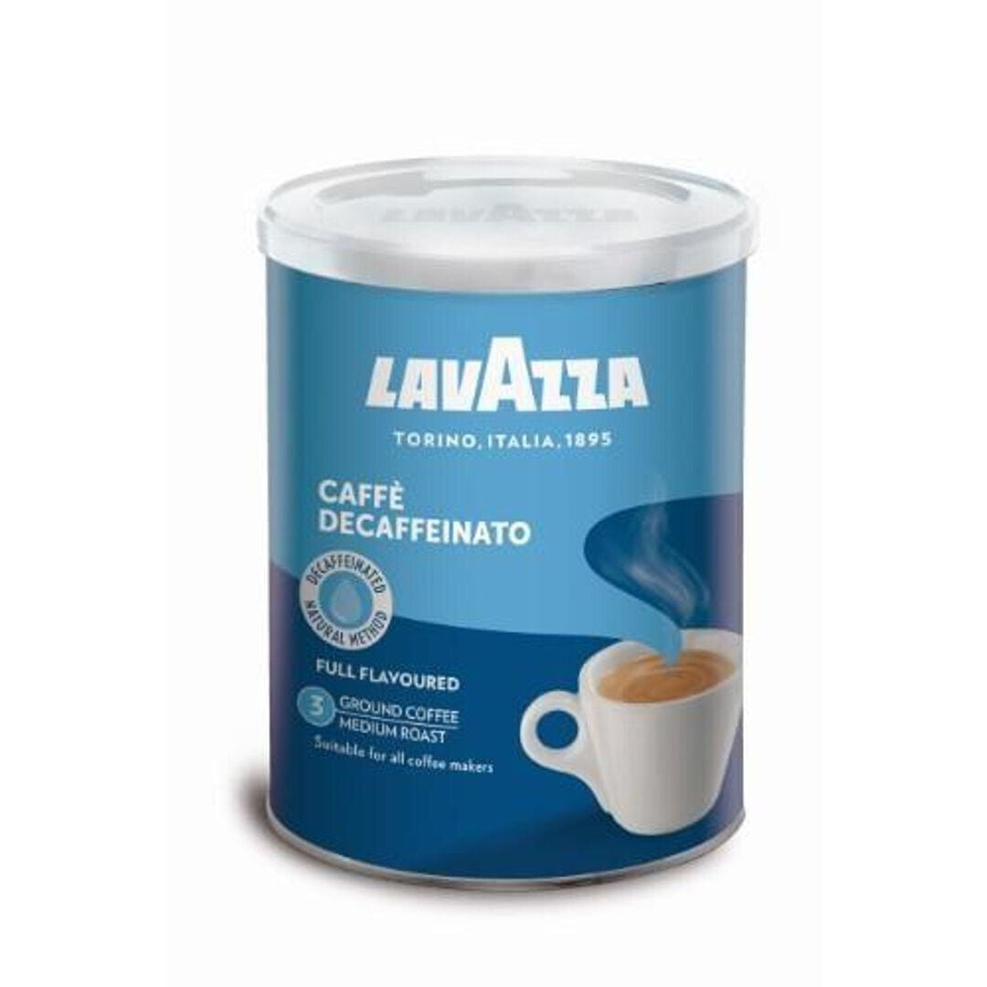 LAVAZZA CAFE DECAFFEINATO Premium Italian Decaf Ground Coffee Tin 250g 8.8oz