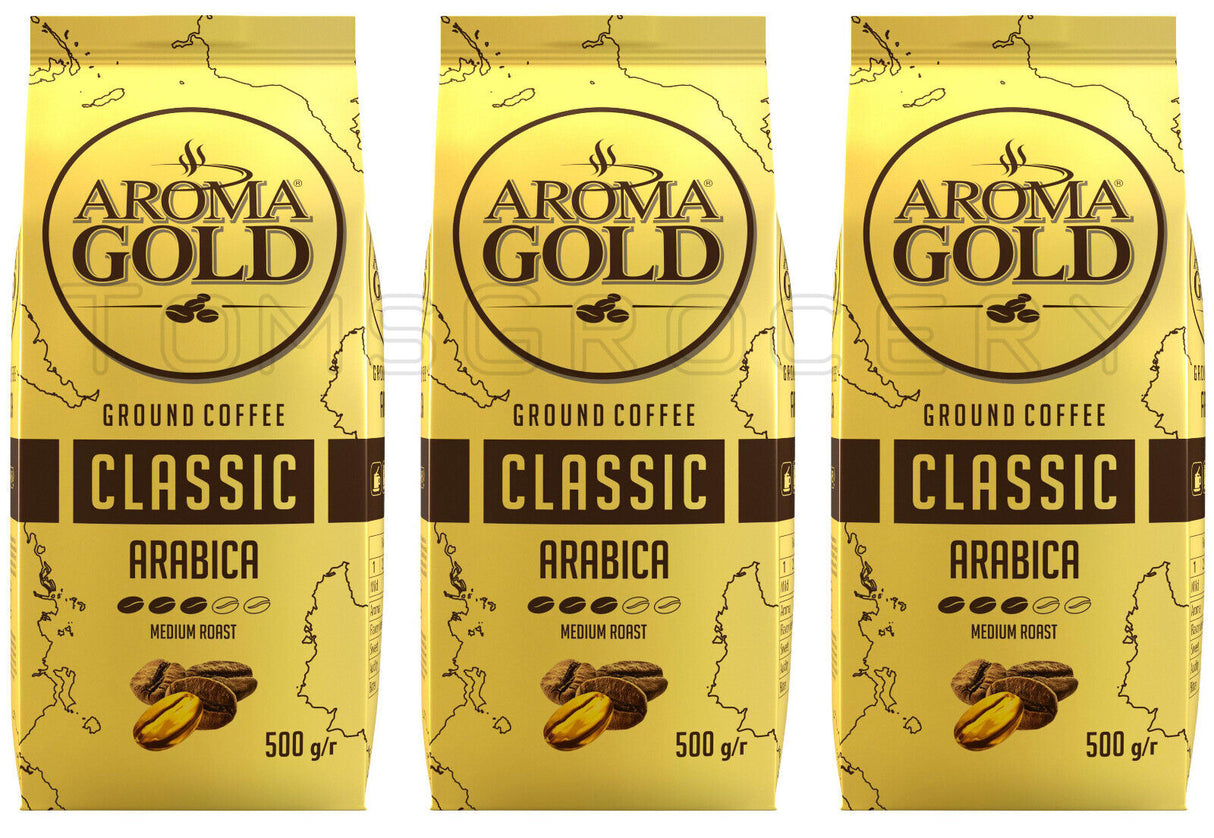 3 AROMA GOLD CLASSIC Ground Coffee Medium Roast Arabica 500g