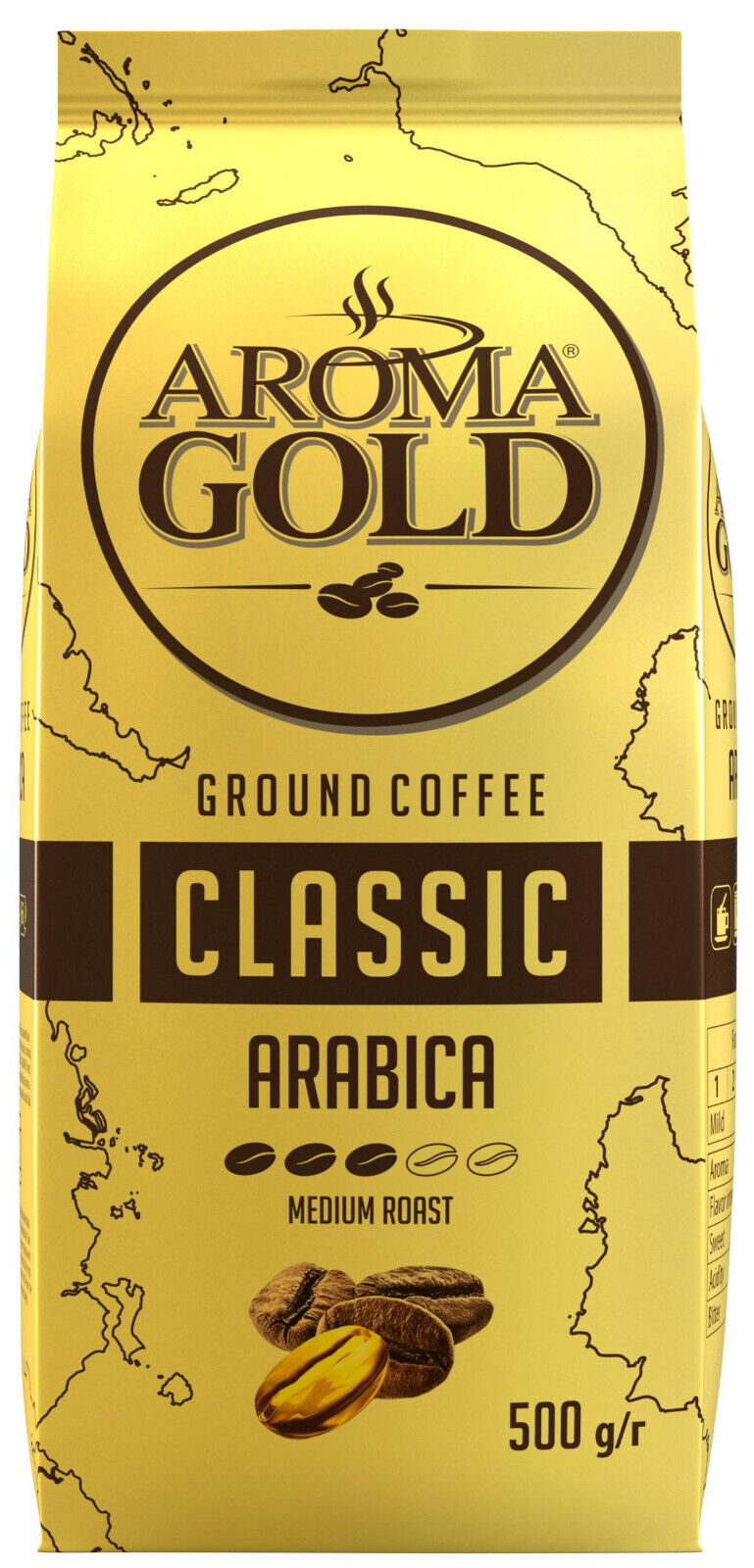 3 AROMA GOLD CLASSIC Ground Coffee Medium Roast Arabica 500g