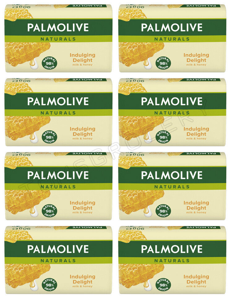 8 PALMOLIVE INDULGING DELIGHT Milk & Honey Pampering Bar Soaps 90g