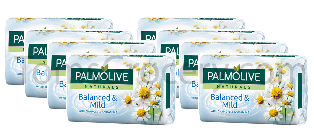 8 x PALMOLIVE BALANCED & MILD Bar Soap with Chamomile & Vitamin E 90g