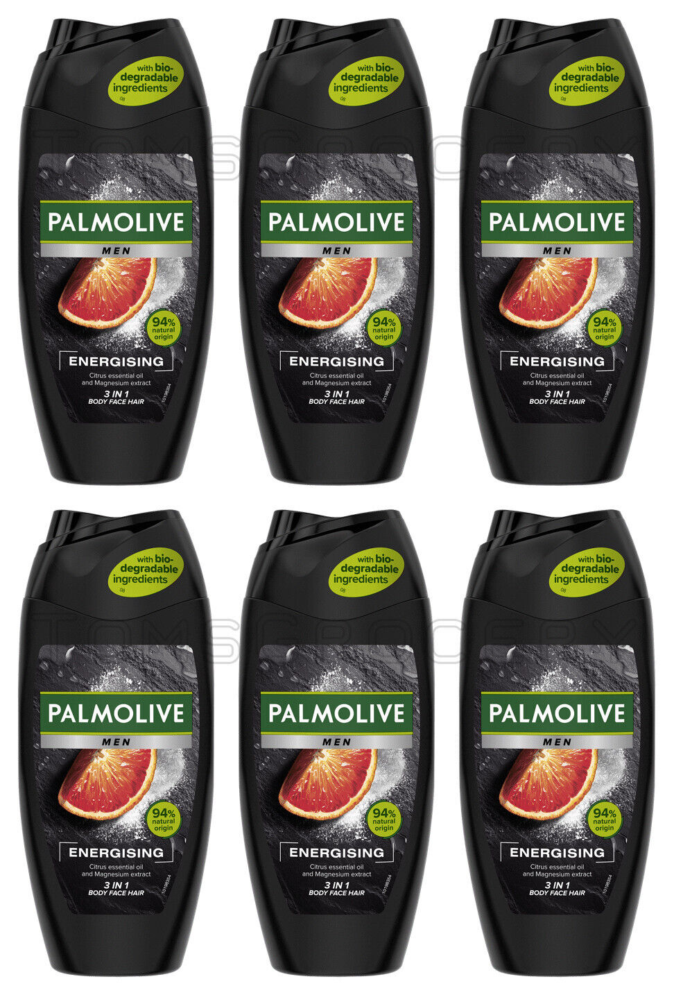 3 PALMOLIVE MEN ENERGISING 3in1 Shampoo Shower Gel Citrus Oils Magnesium 250ml