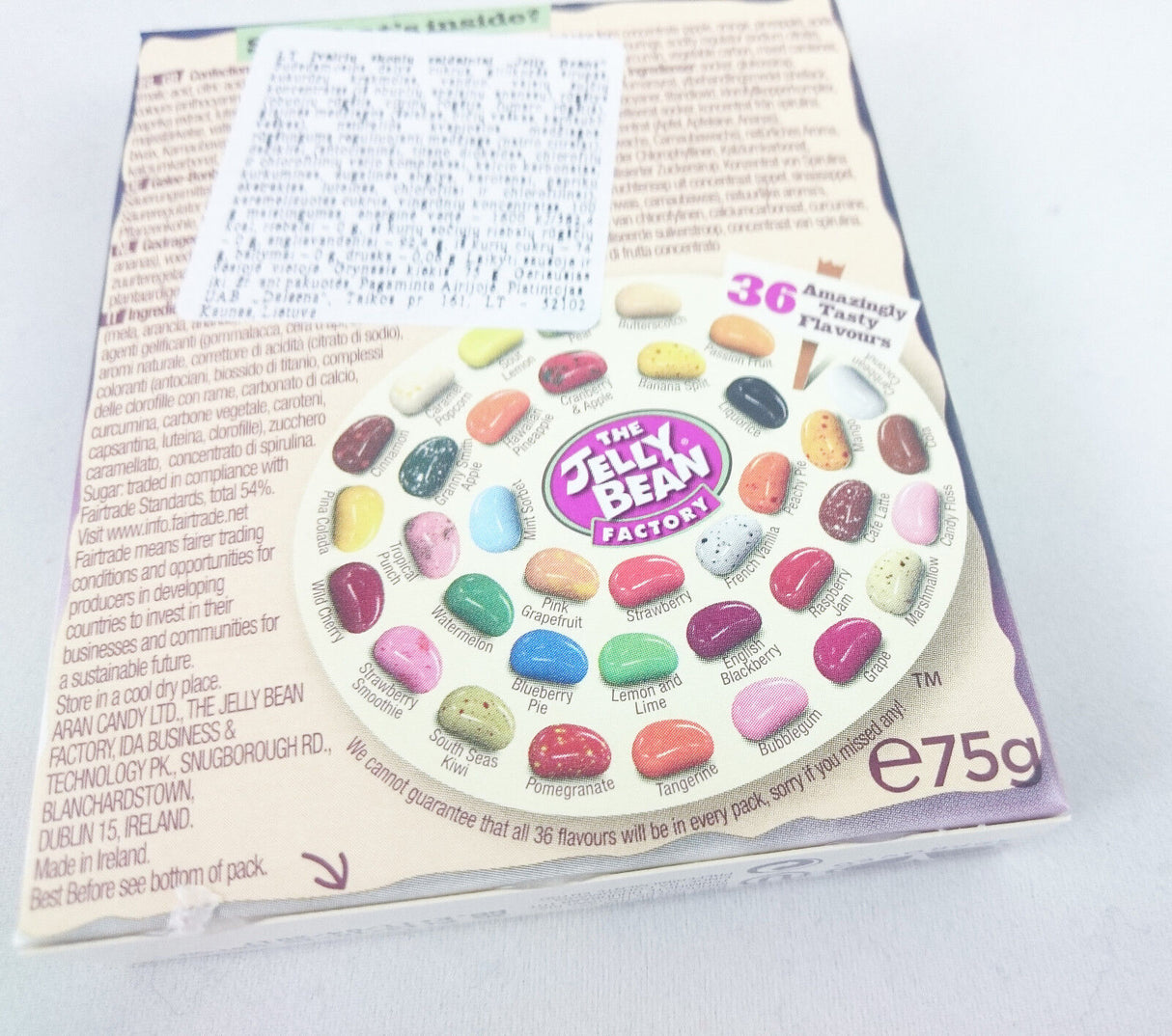 JELLY BEAN FACTORY Gourmet Jelly Beans 36 Assorted Flavors Sweets Box 75g 2.7oz