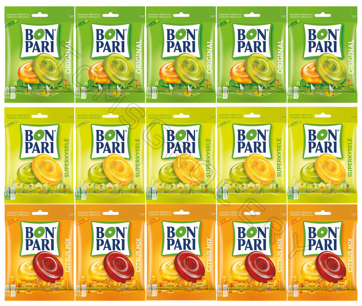 15 BON PARI Candies Fruit Citrus & Sour Flavors Bundle