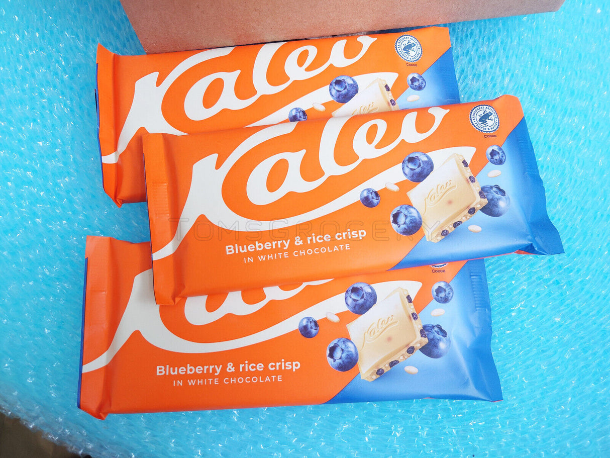 3 KALEV Blueberry & Rice Crisp White Chocolate Bars European Sweets Candy 95g