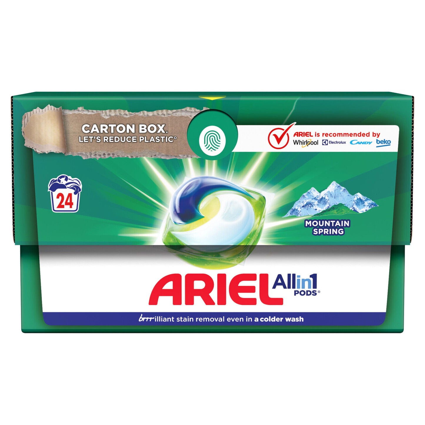 ARIEL MOUNTAIN SPRING Laundry Capsules Washing Machine Pods Caps 24 Loads