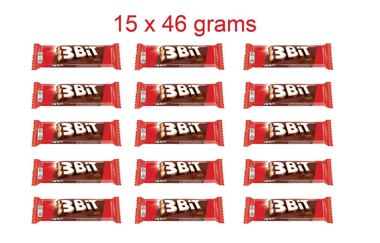 15 3BIT Milk Chocolate Bars with Biscuit European Candy Sweets Snacks 46g 1.6oz