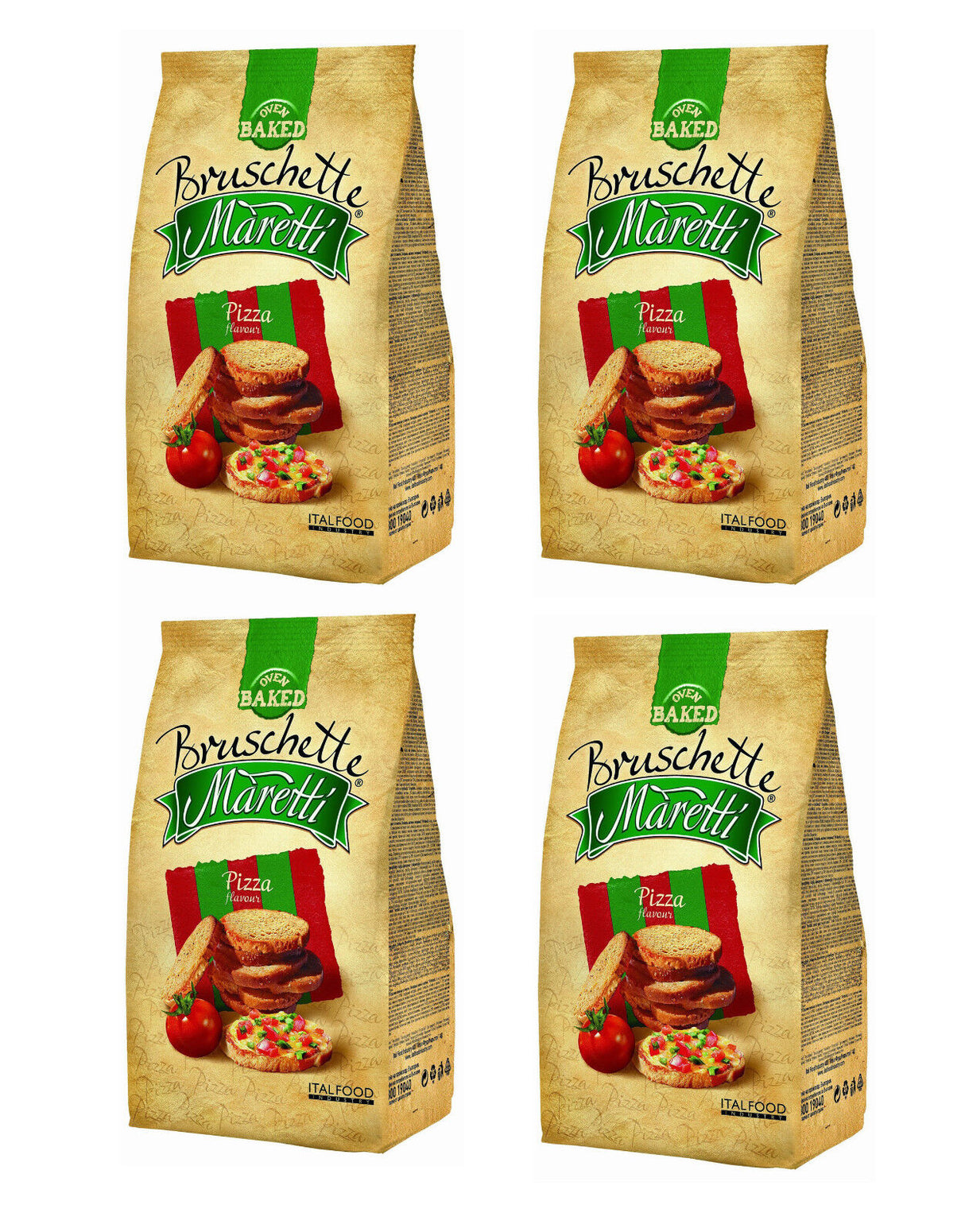 4 BRUSCHETTE MARETTI Pizza Flavor Oven Baked Bread Bites Snacks 70g 2.5oz