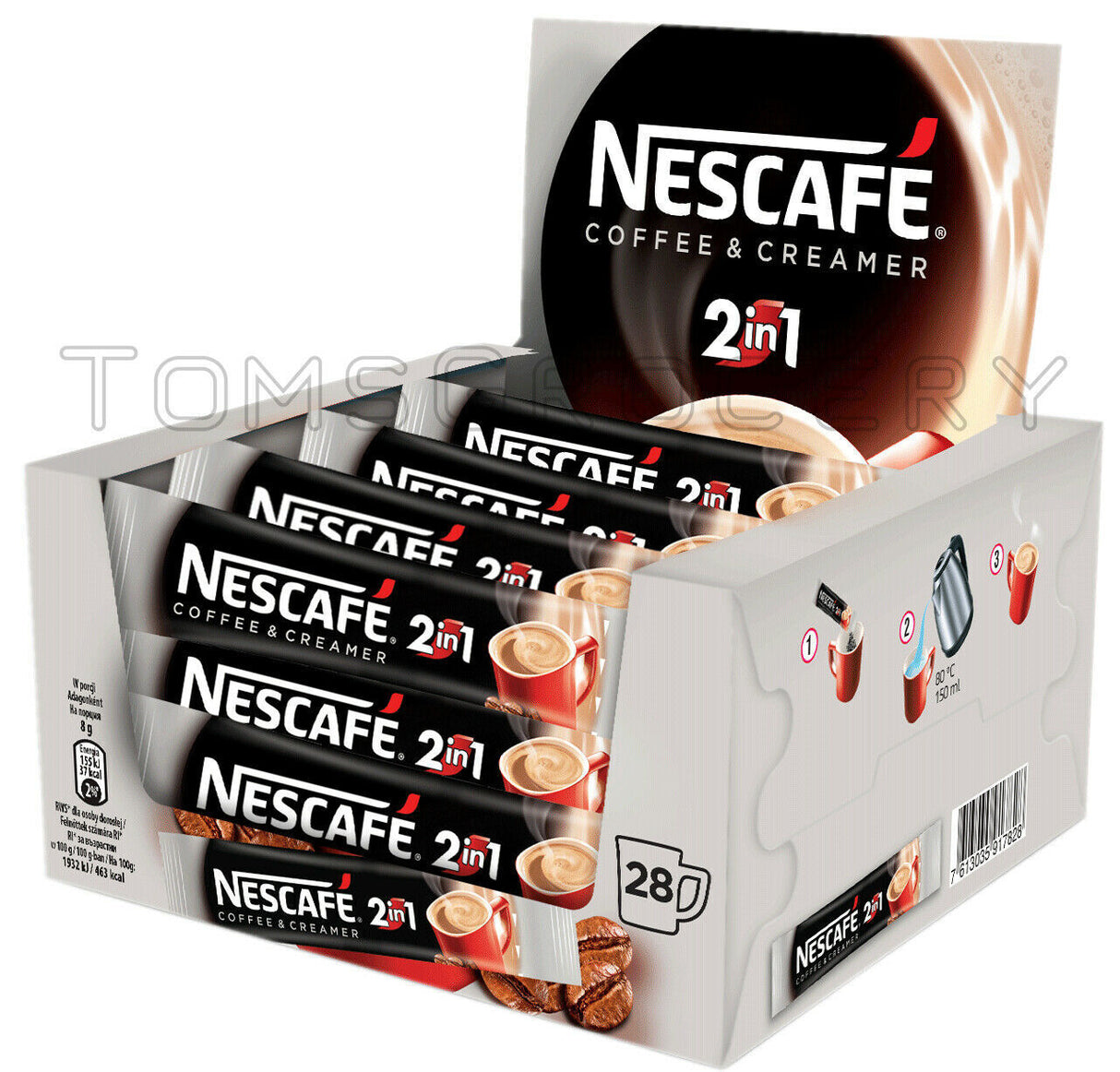 NESCAFE 2in1 Unsweetened Instant Coffee 28 Sticks Box 224g 7.9oz