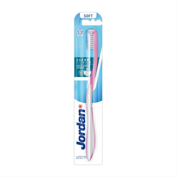 1 JORDAN CLEAN BETWEEN SOFT Ultra Thin Bristles Toothbrush for Sensitive Gums