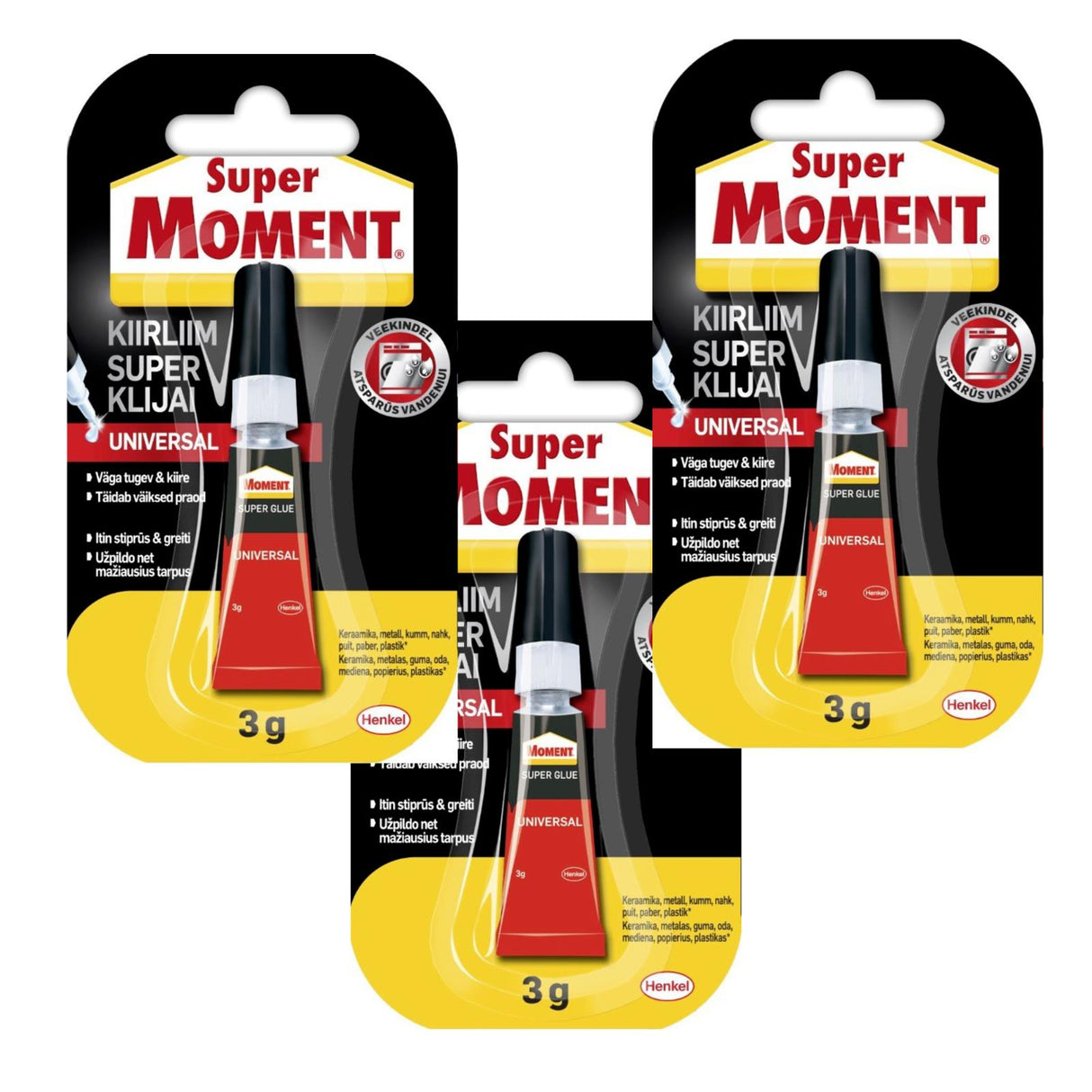 3 SUPER MOMENT UNIVERSAL Super Glue Waterproof Strong Instant Adhesive